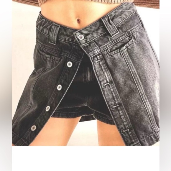 Free People We The Free Midnight Sun Skort Mini Denim Black Boho Size 31 NWOT - Picture 1 of 11